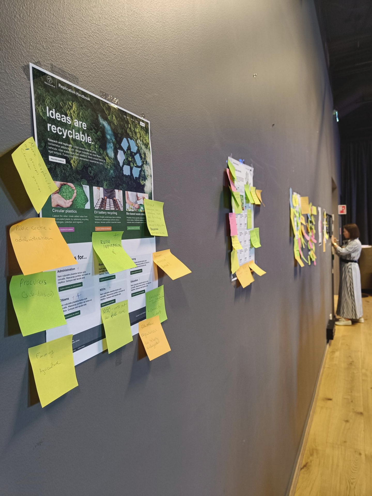 TREASoURcE replication handbook workshop with sticky notes on a wall