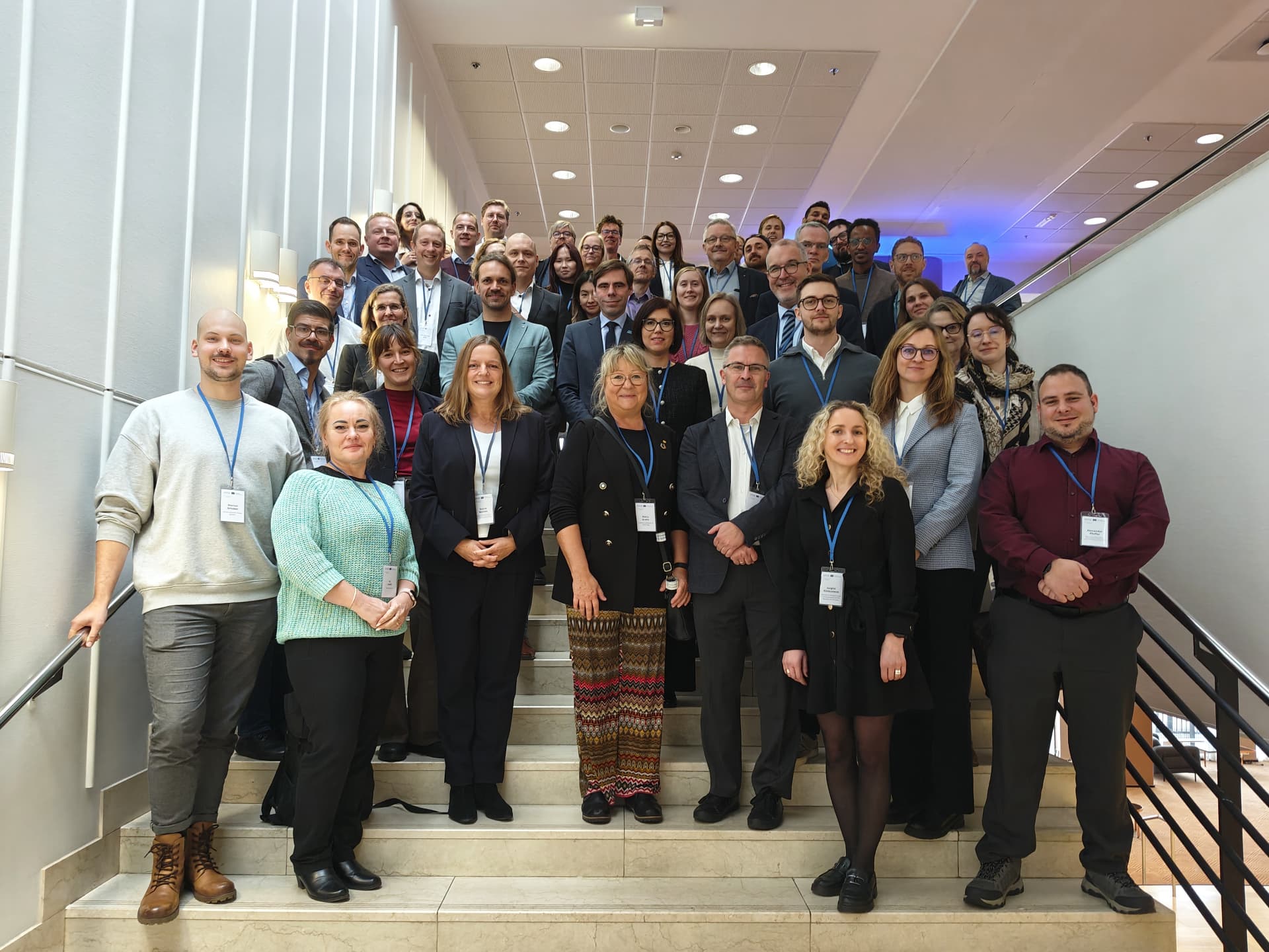 HyTruck final conference participants gathered on a staircase in Helsinki